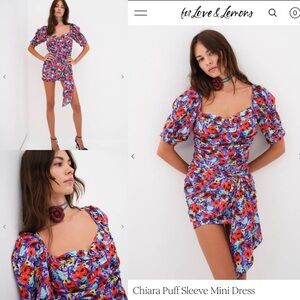 NWT For Love And Lemons Chiara Mini Dress size small purple floral print